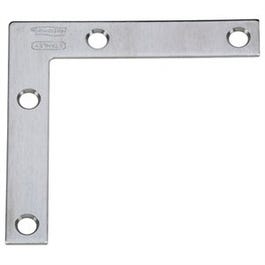 Flat Corner Brace, Stainless Steel, 3 x 1/2-In.