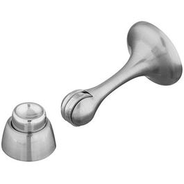 Door Stop With Catch, Magnetic, Satin Nickel, 3-In.