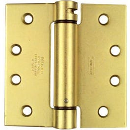 Mortise Spring Hinge, Brass, 4 x 4-In.