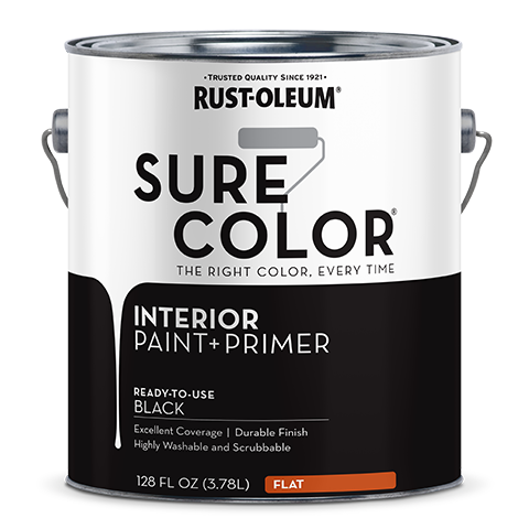 Rust-Oleum Sure Color Flat Interior Wall Paint Flat 1 Gallon Black (1 Gallon, Black)