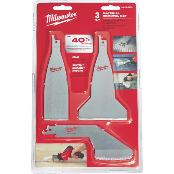 Milwaukee Sawzall 3-Piece Material Removal Reciprocating Saw Blade Set