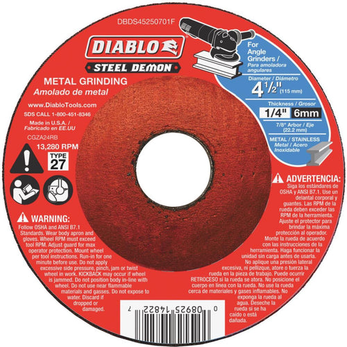 Diablo Steel Demon Type 27 4-1/2 In. x 1/4 In. x 7/8 In. Metal Cut Off Wheel