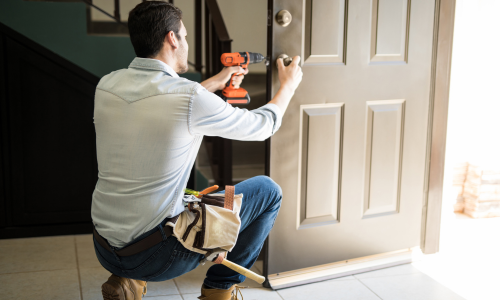 Lock rekeying door