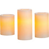 Inglow 3 In. Dia. Cream Wax Pillar Flameless Candle Set (3-Pack)